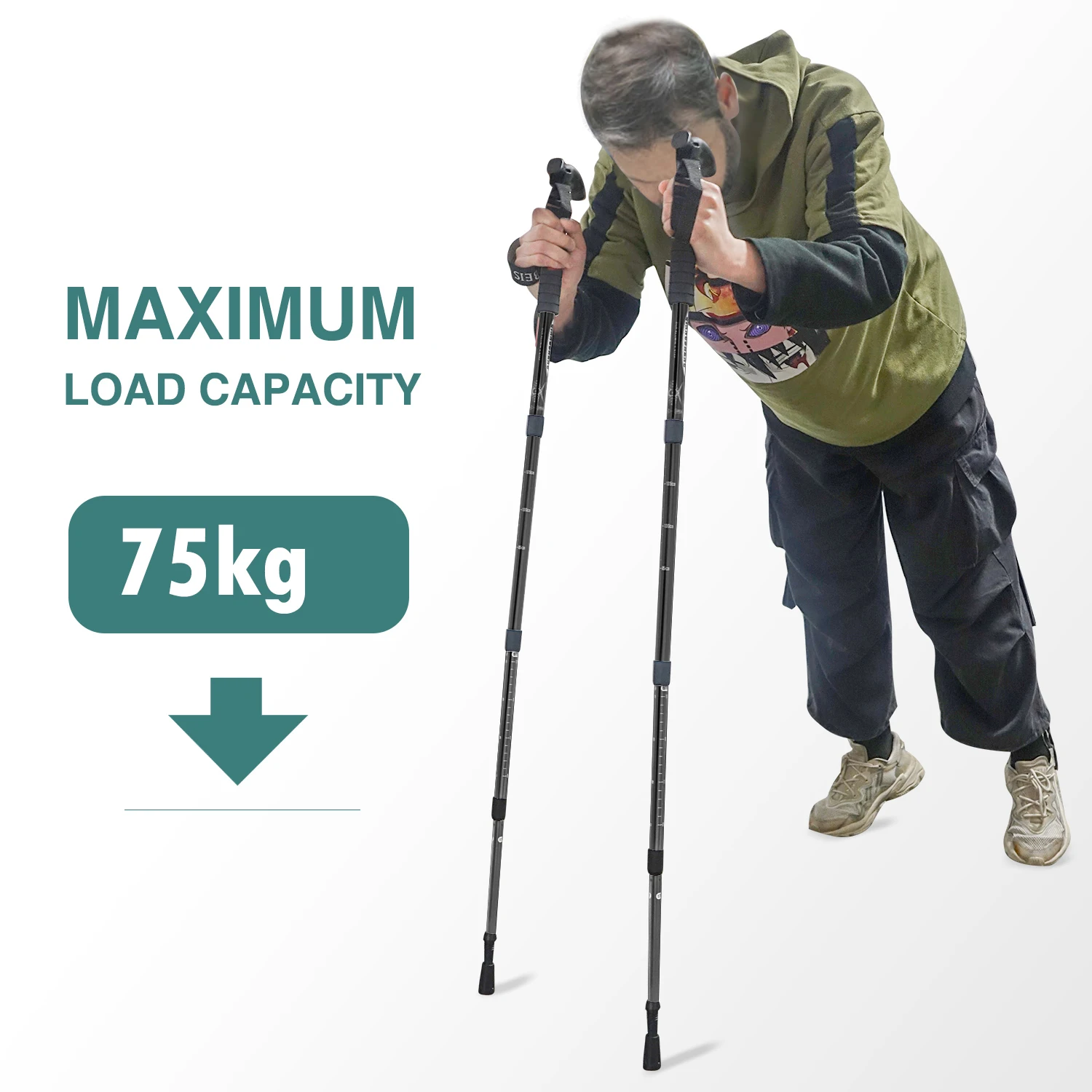 Trekking Pole Carbon - Katlanabilir, Dört Bölümlü, Taşınabilir, Teleskopik, Hafif,