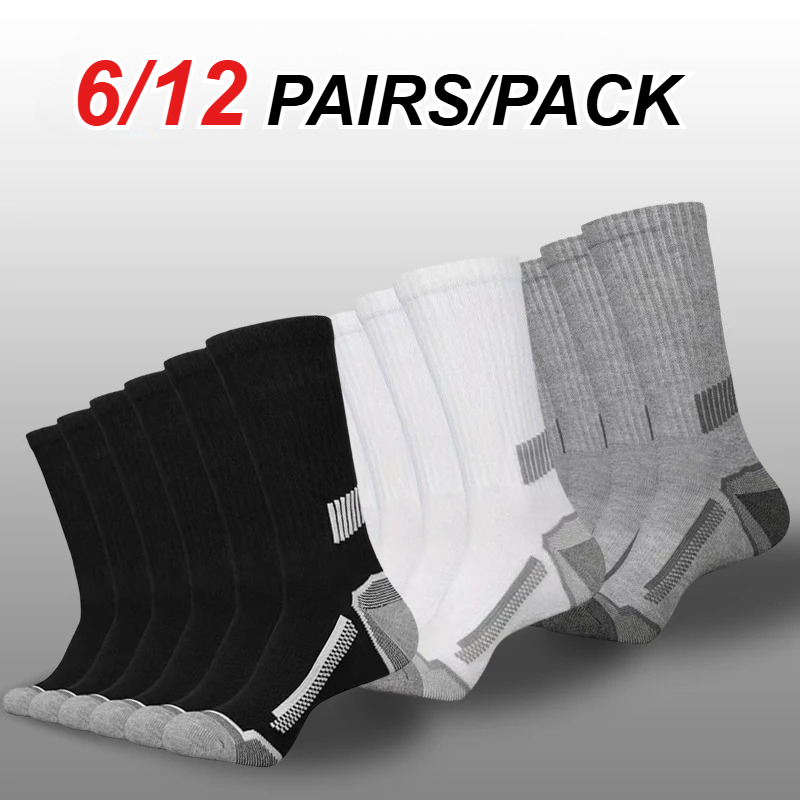 Sports Socks - 6/12 çift erkek orta tüp spor