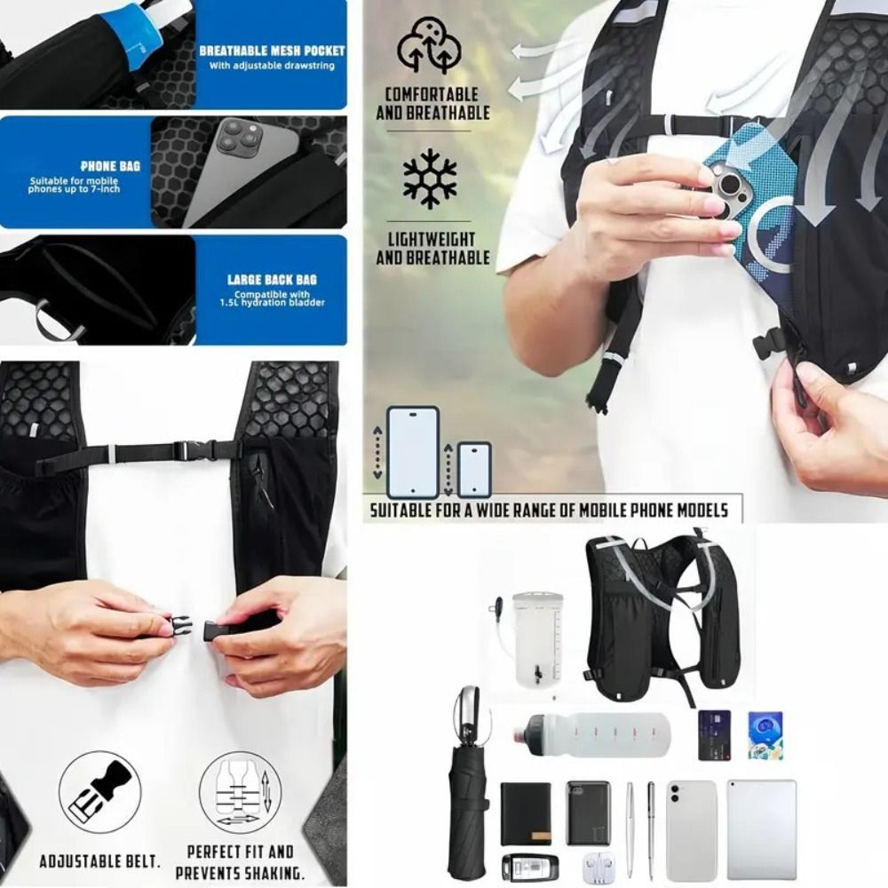 Hydration Vest - Su geçirmez Yansıtıcı Koşu Yeleği Paketi